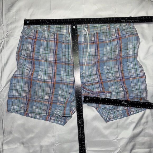 Polo Ralph Lauren Swim Shorts Blue Purple Plaid Mesh Lined Mens Size Large - Picture 2 of 6